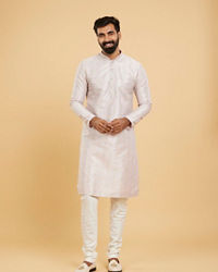 Twamev Men Soft Lilac Botanical Printed Kurta Set