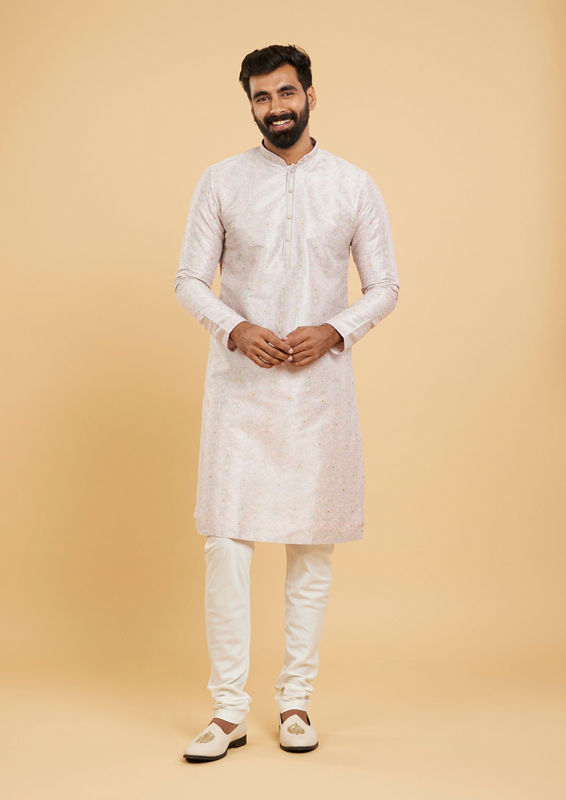 Twamev Men Lilac Hues Festive Kurta Pajama image number 2