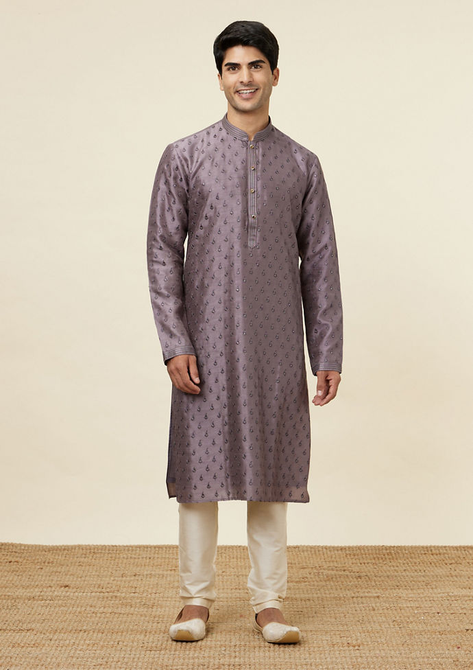 Twamev Men Purple Sequin Splendor Kurta Set