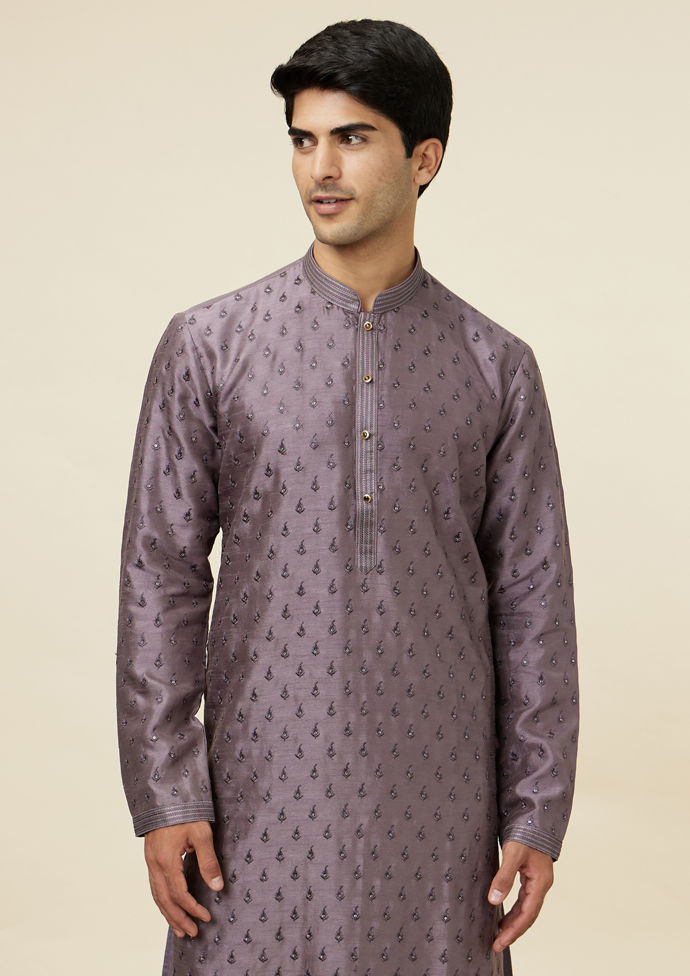 Twamev Men Purple Sequin Splendor Kurta Set