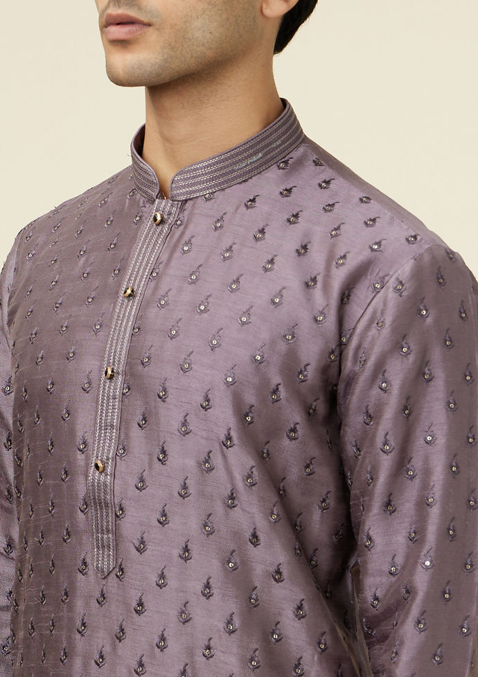 Twamev Men Purple Sequin Splendor Kurta Set