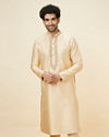 Beige Ogee Patterned Brocade Kurta Set