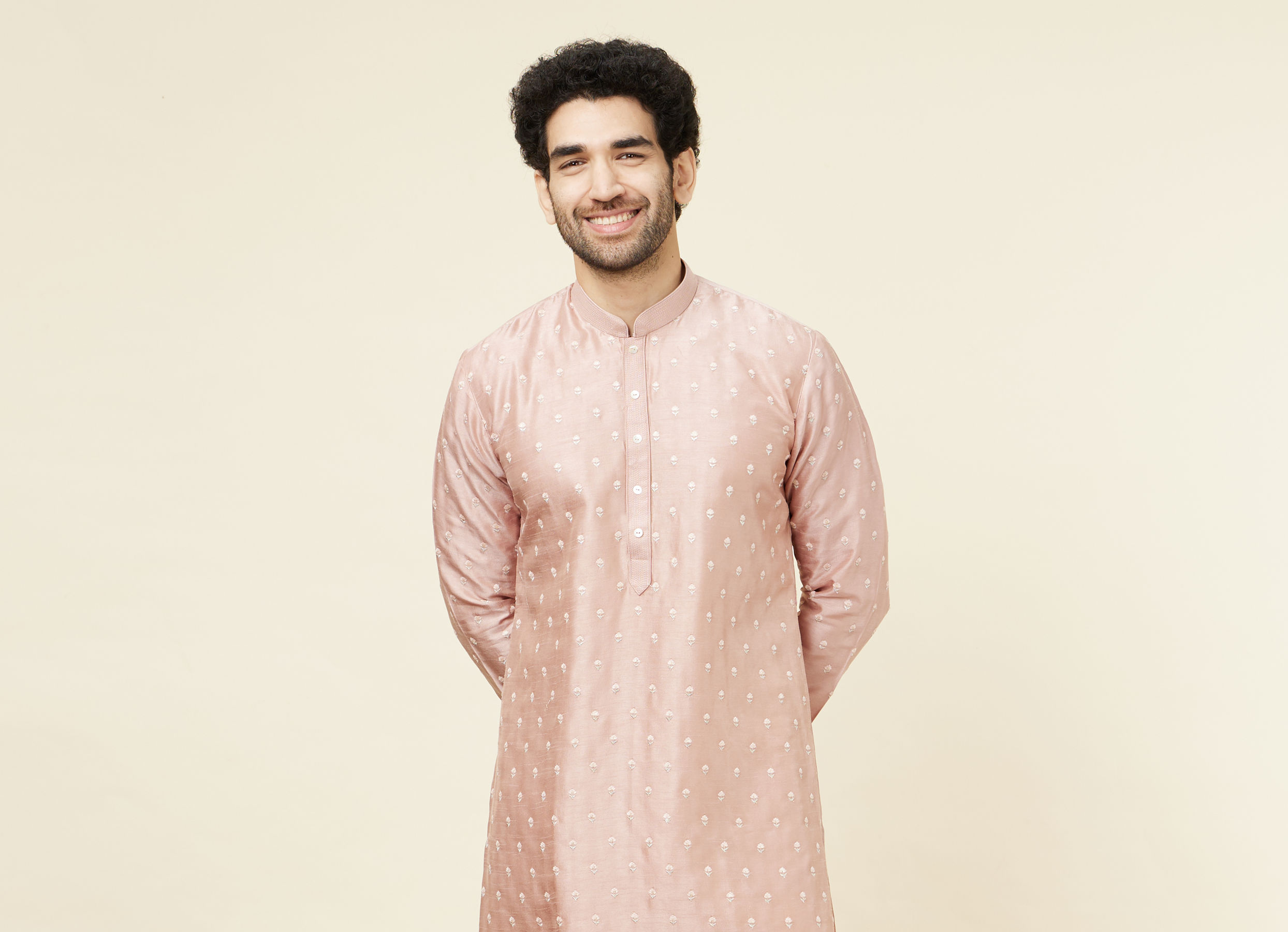 Twamev Men Melon Pink Daydream Kurta Set