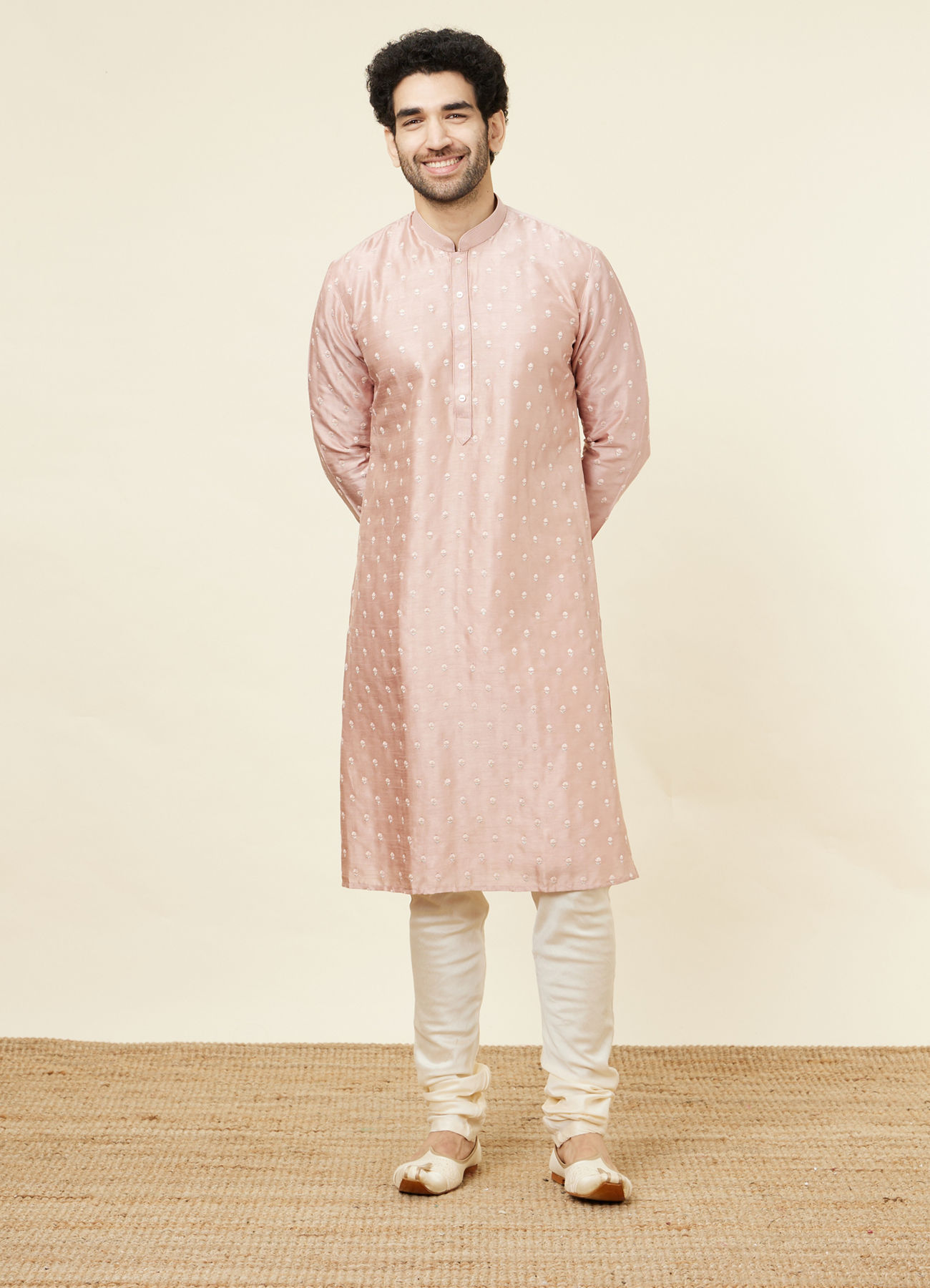 Twamev Men Melon Pink Daydream Kurta Set