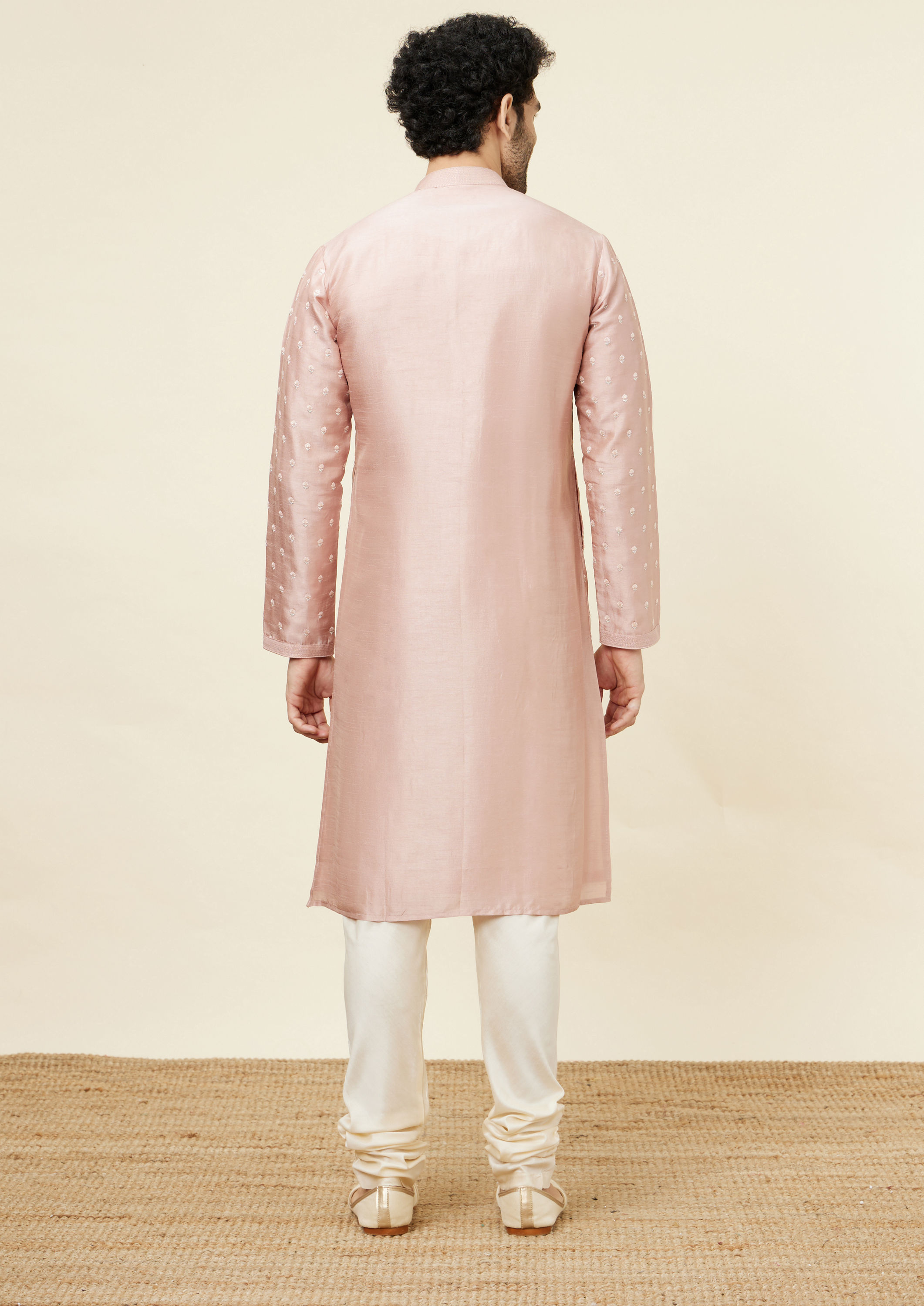 Twamev Men Melon Pink Daydream Kurta Set image number 4