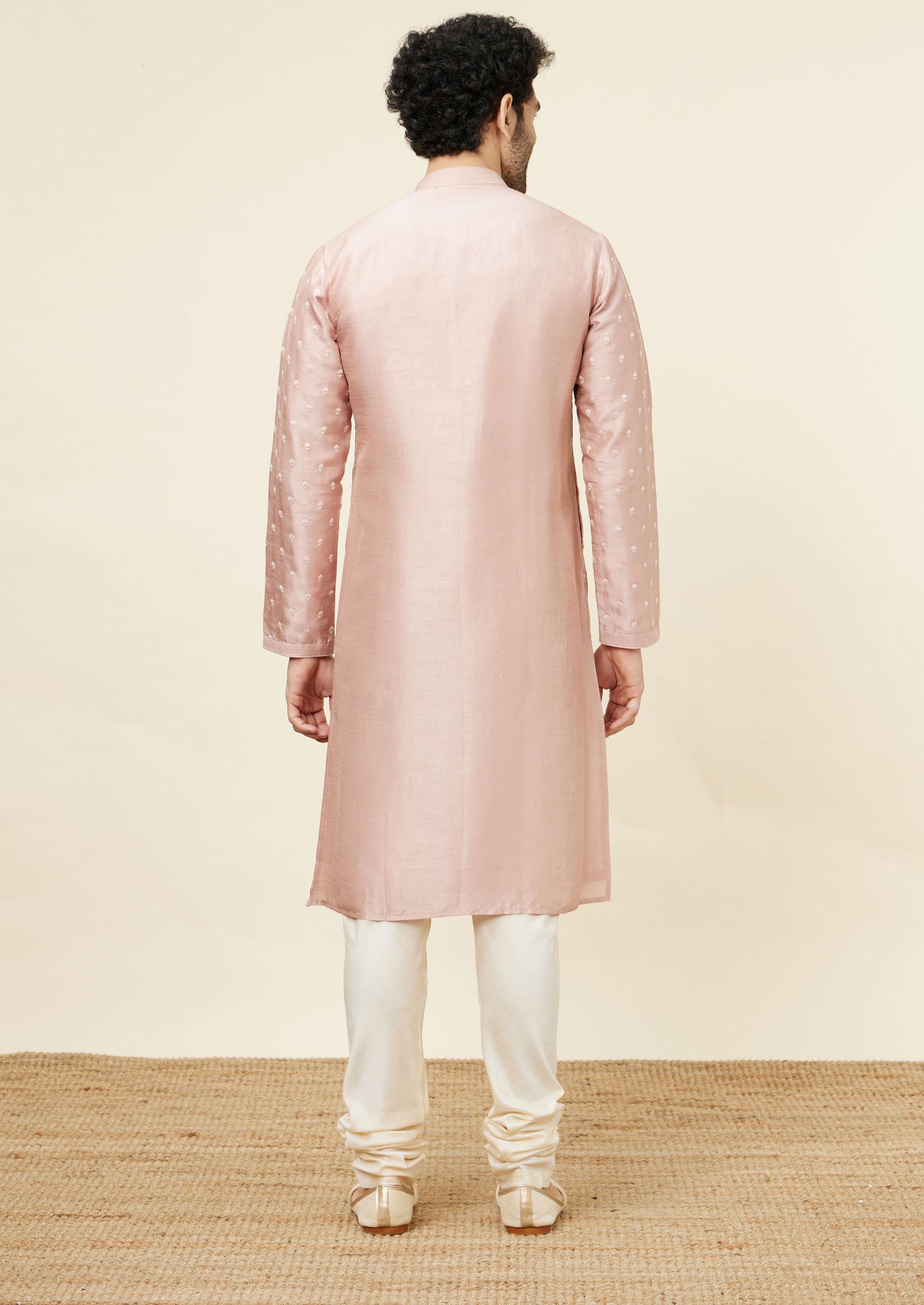 Twamev Men Melon Pink Daydream Kurta Set image number 4