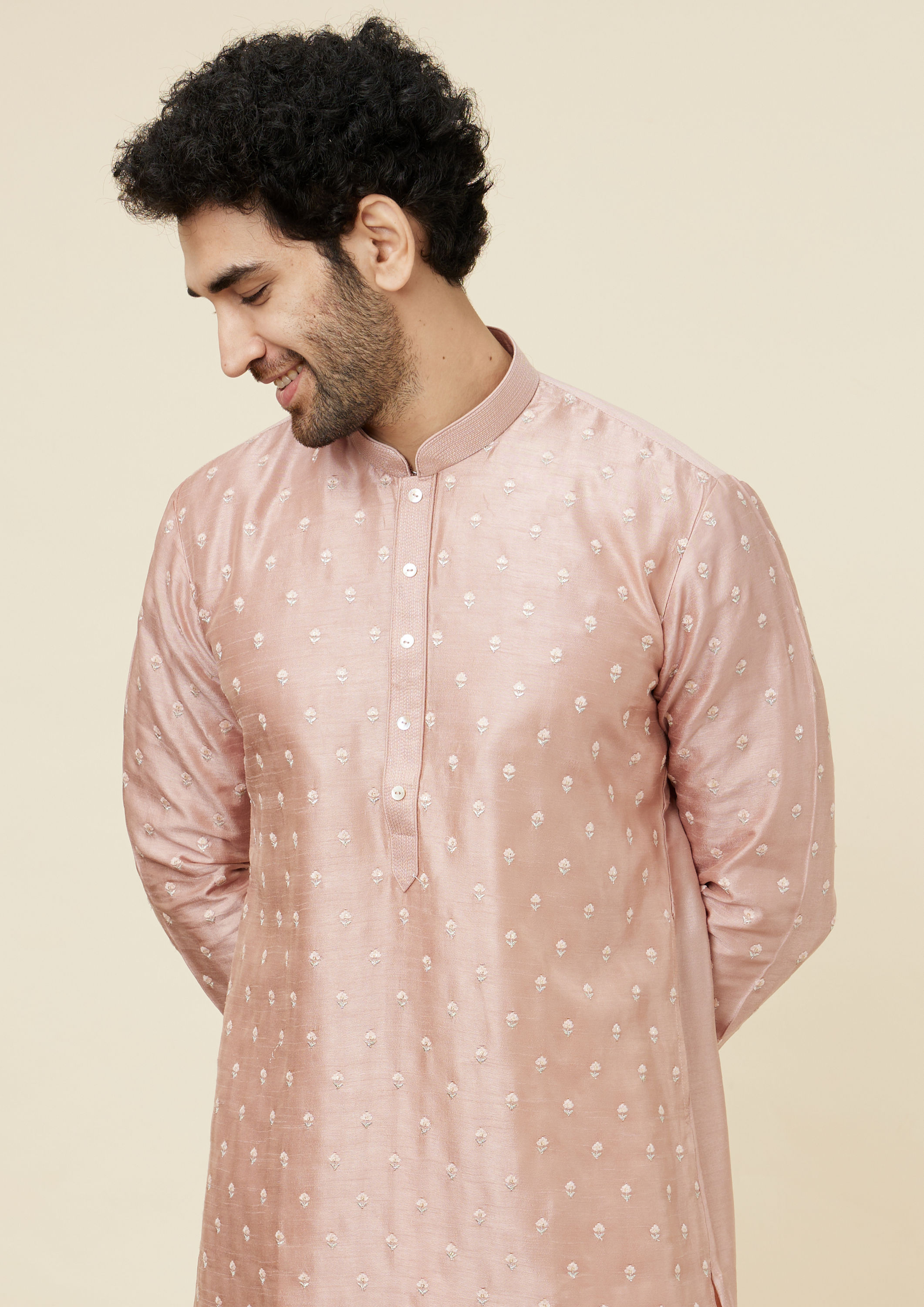 Twamev Men Melon Pink Daydream Kurta Set