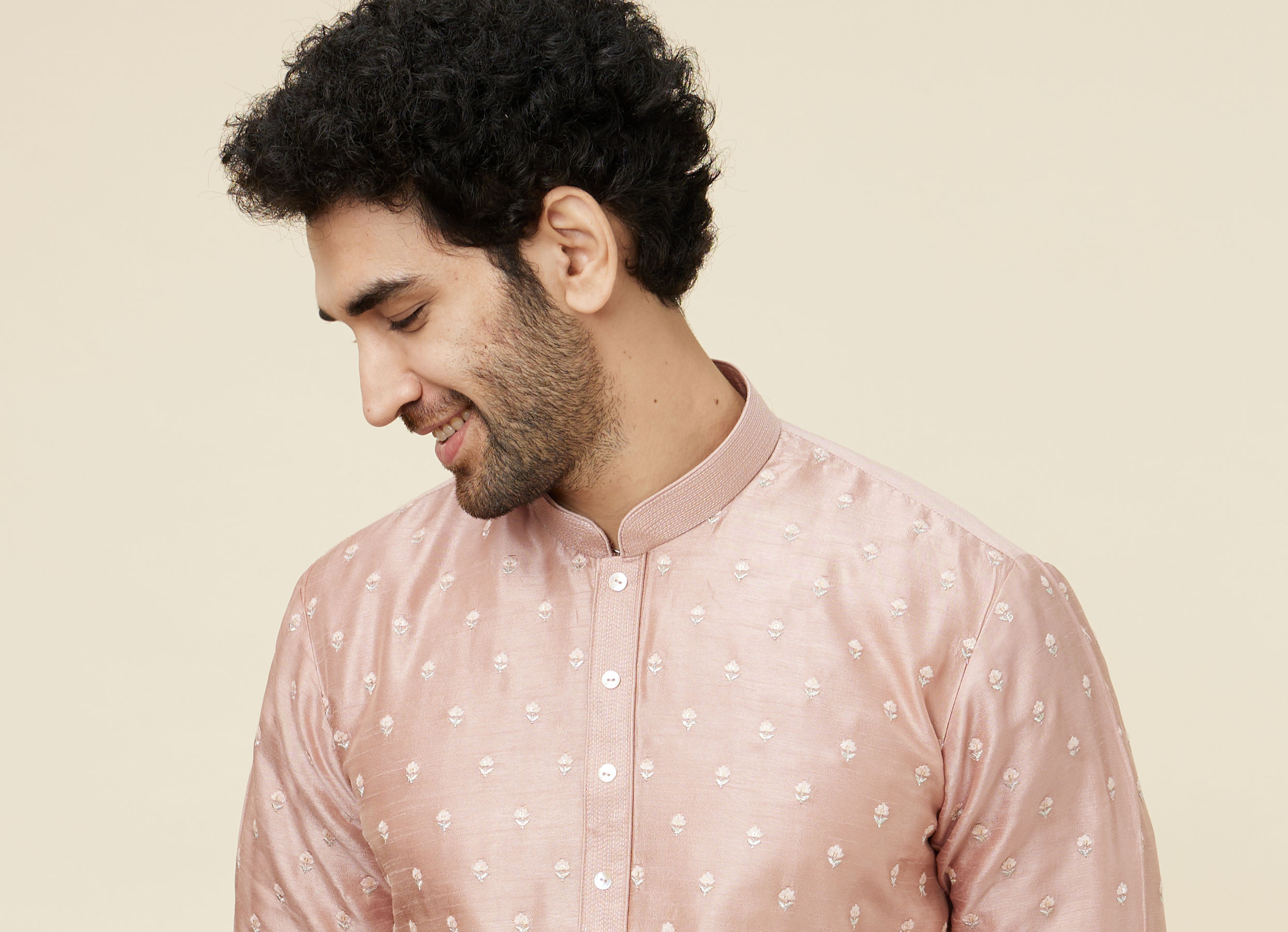Twamev Men Melon Pink Daydream Kurta Set