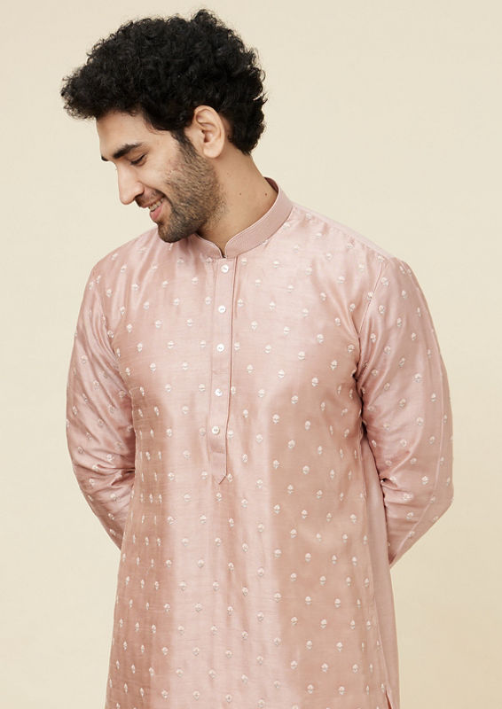 Twamev Men Melon Pink Daydream Kurta Set image number 0