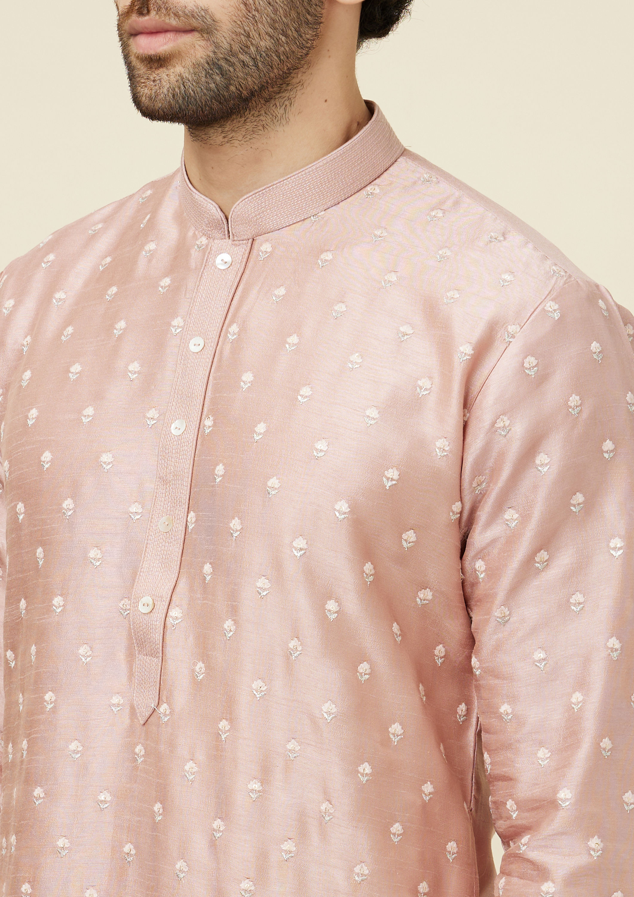 Twamev Men Melon Pink Daydream Kurta Set image number 1