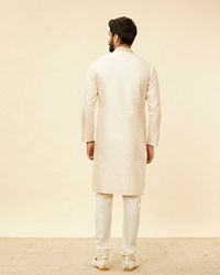 Twamev Men Twinkling Cream Brocade Kurta Pajama