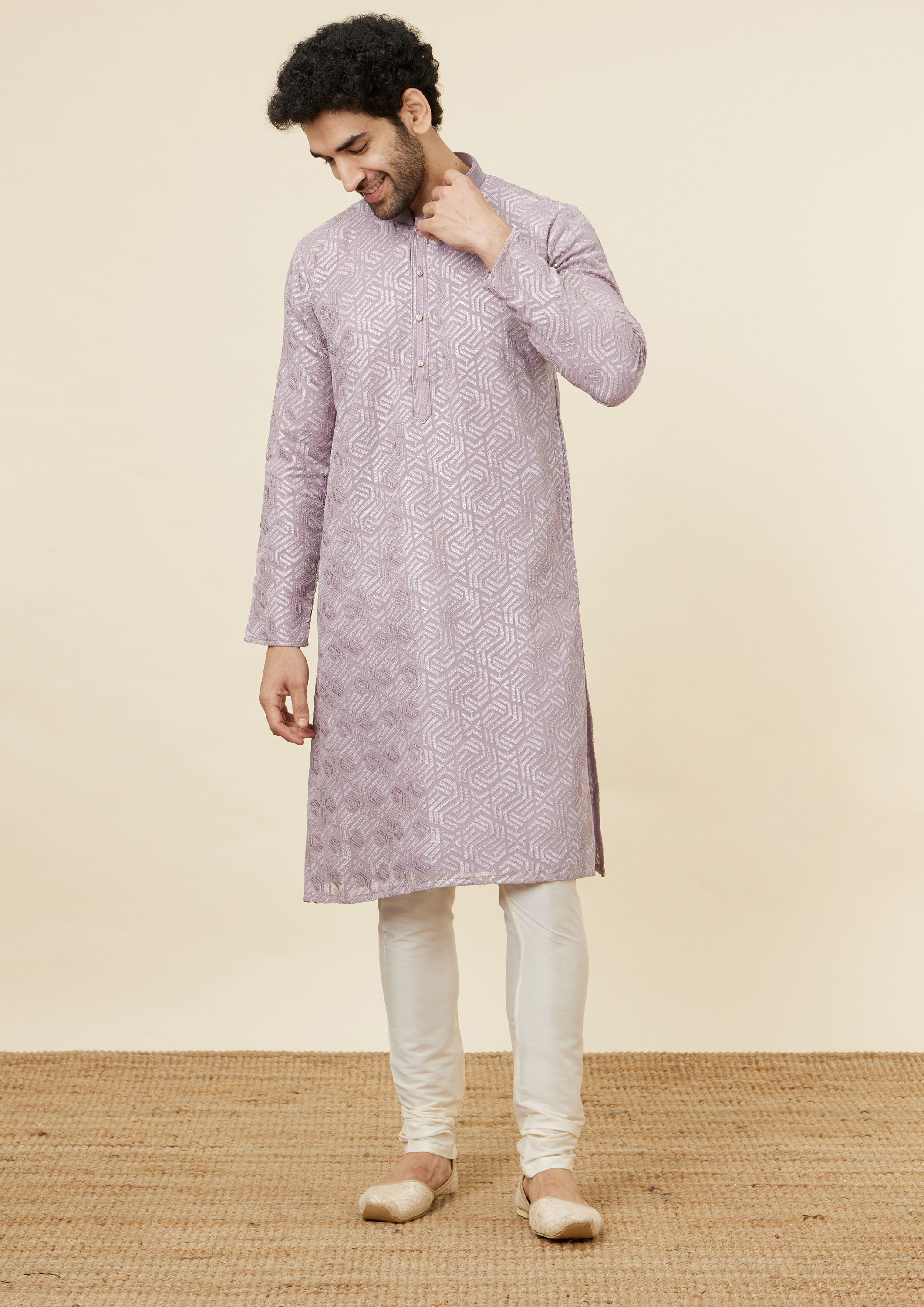 Twamev Men Lavender Radiance Kurta Set
