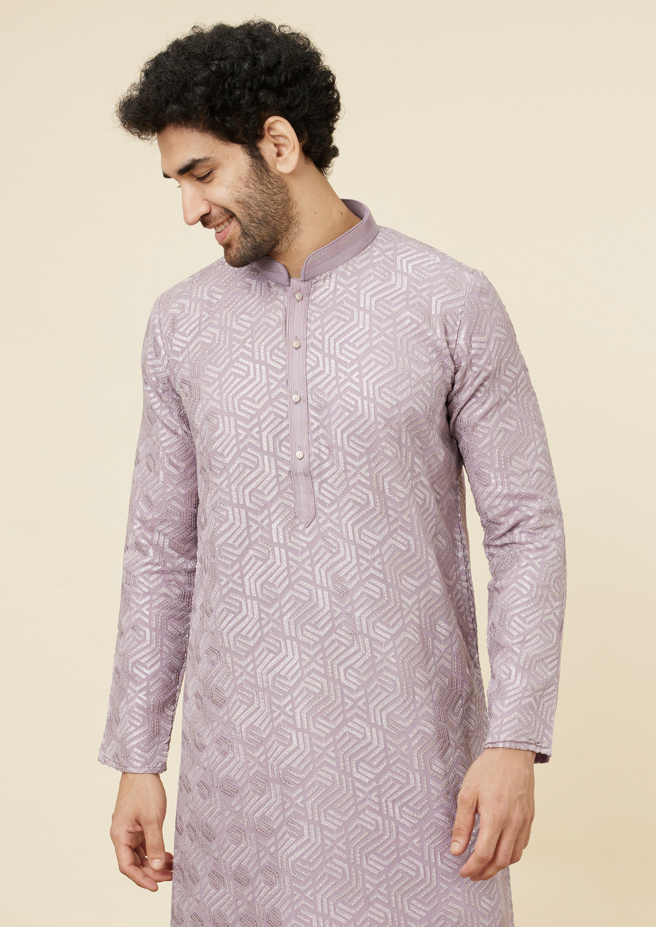 Twamev Men Lavender Radiance Kurta Set