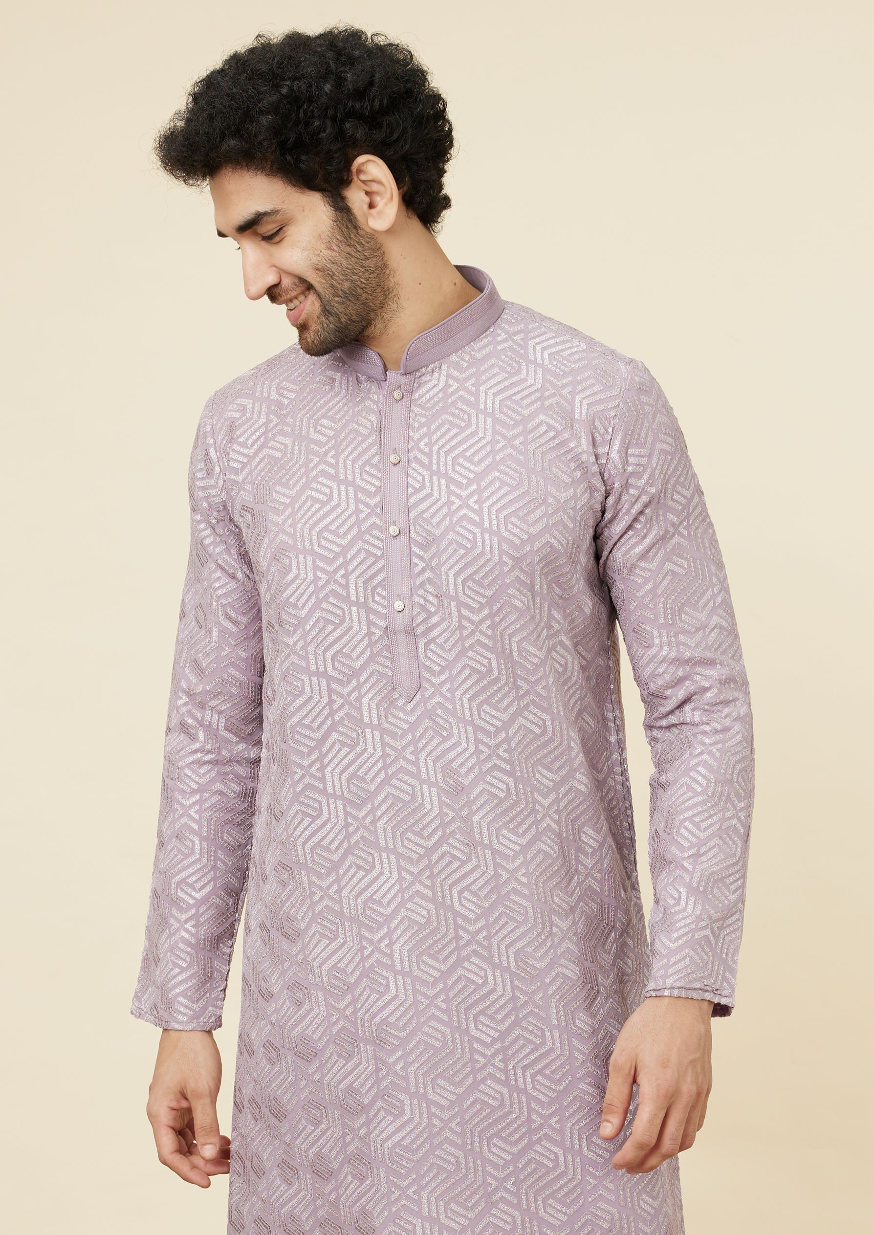 Twamev Men Lavender Radiance Kurta Set
