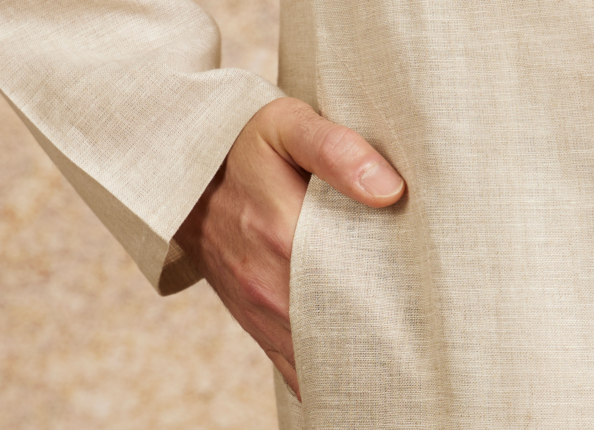 Twamev Men Warm White Embroidered Neckline Kurta Set