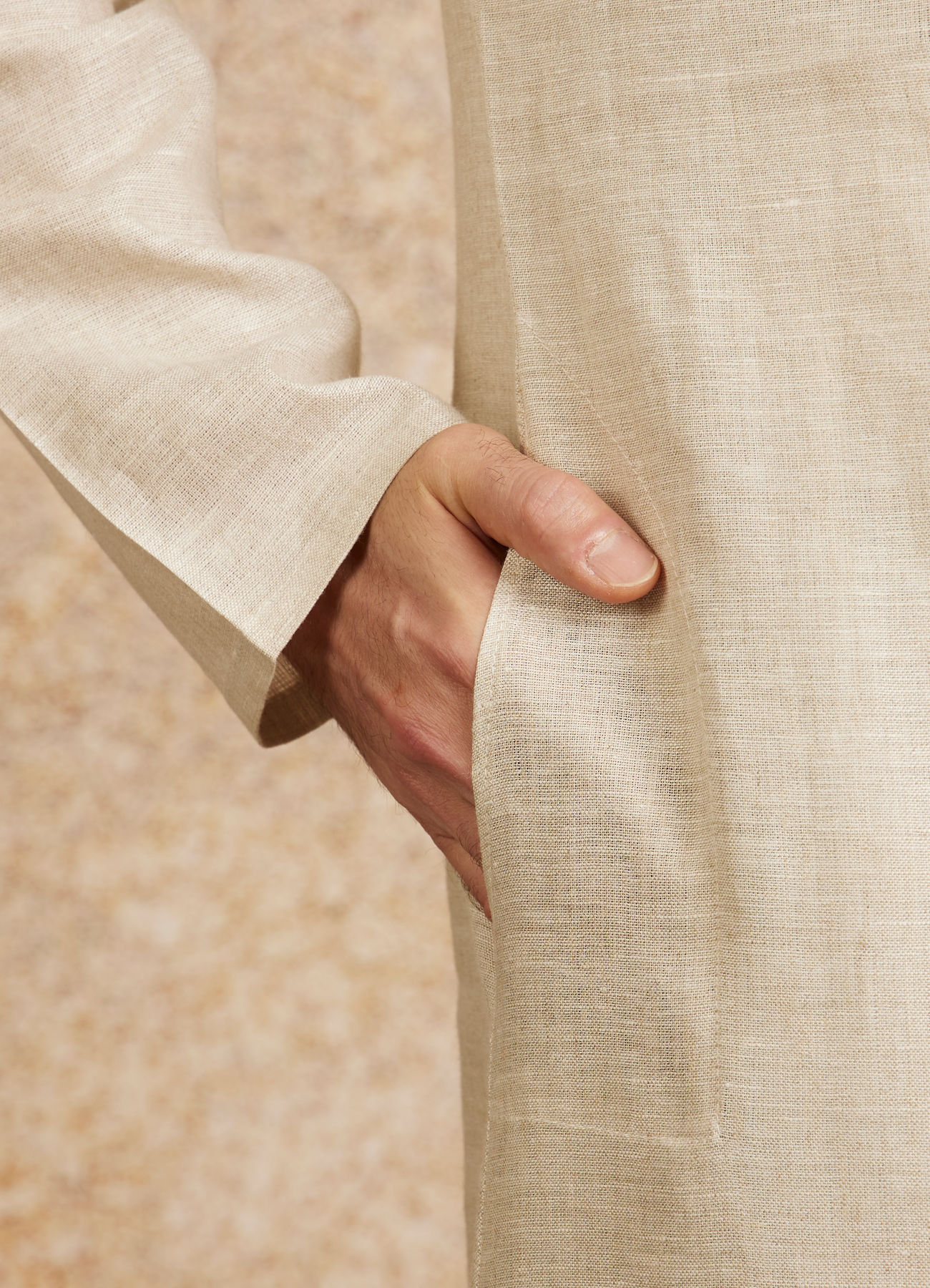 Twamev Men Warm White Embroidered Neckline Kurta Set