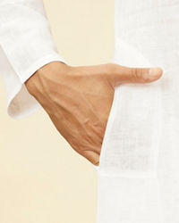 Twamev Men Zesty Zari Embroidered White Kurta Pajama