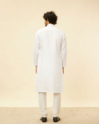 Twamev Men Zesty Zari Embroidered White Kurta Pajama