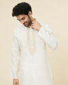 Ivory Linen Embroidered Kurta Set