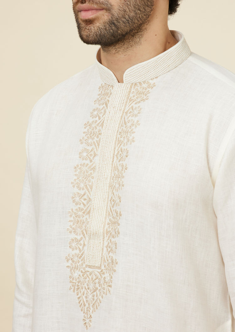 Twamev Men Cream Connection Kurta Set