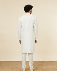 Twamev Men Ivory Linen Embroidered Kurta Set