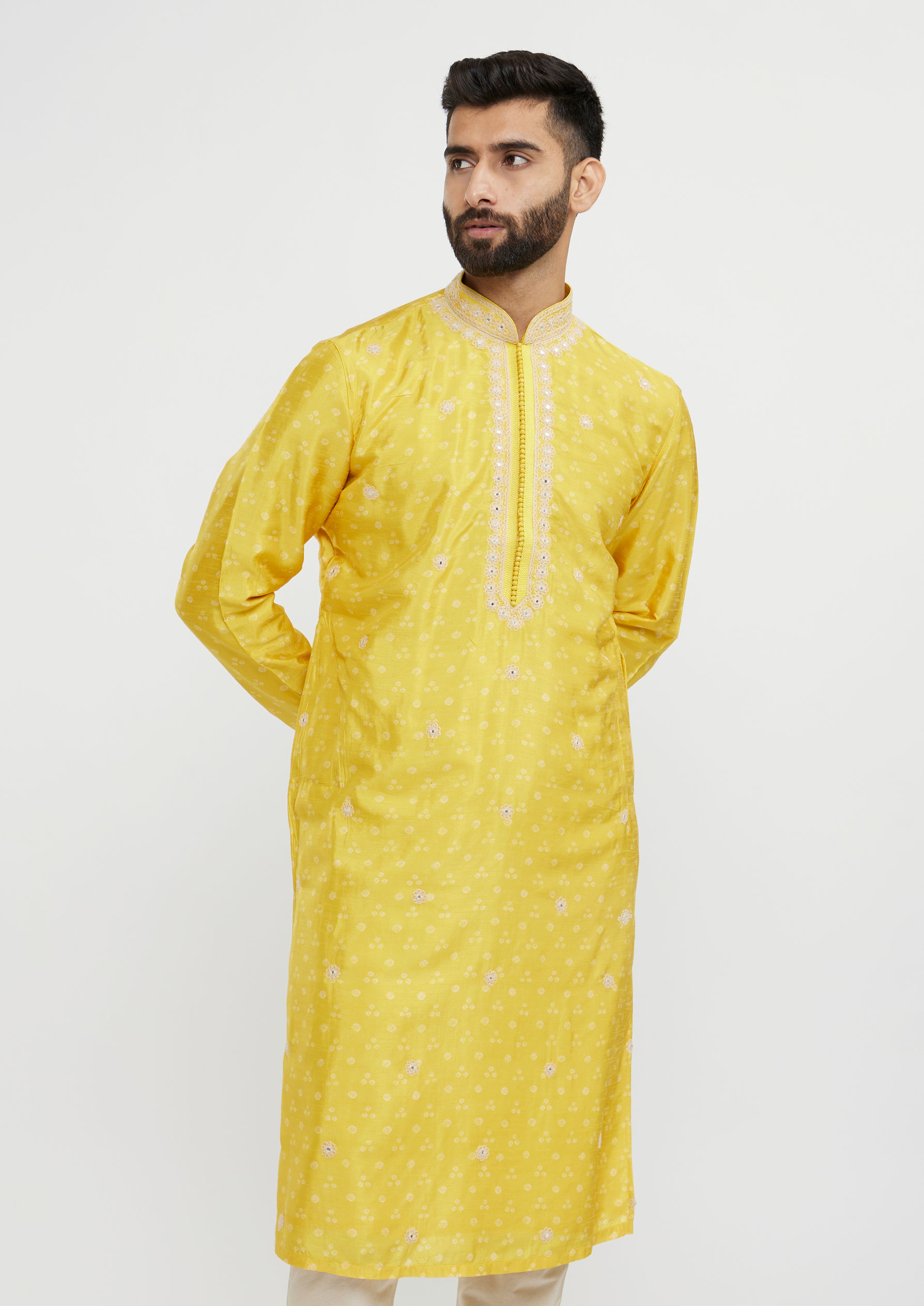 Twamev Men Radiant Mustard Kurta Pajama Set