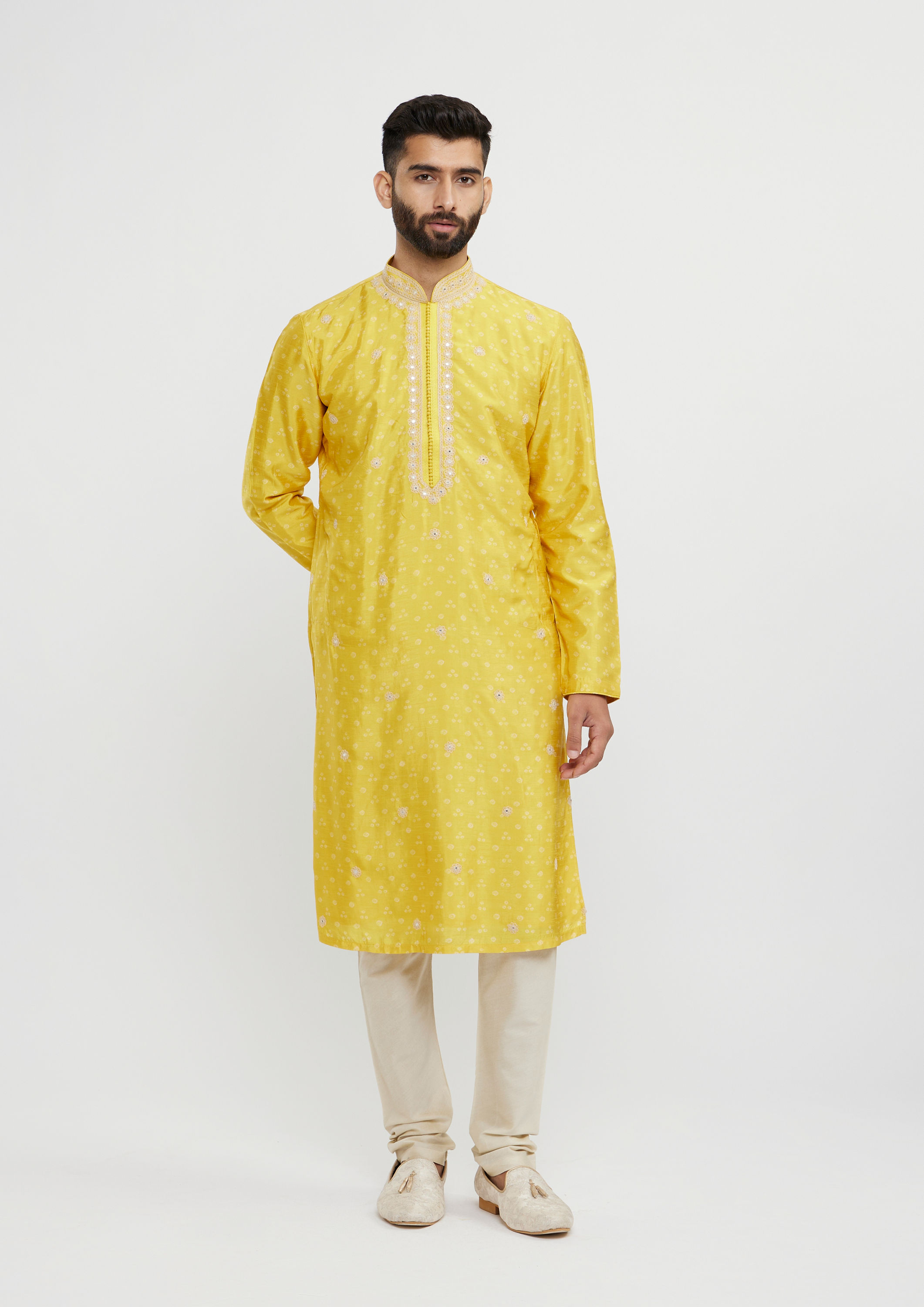 Twamev Men Radiant Mustard Kurta Pajama Set