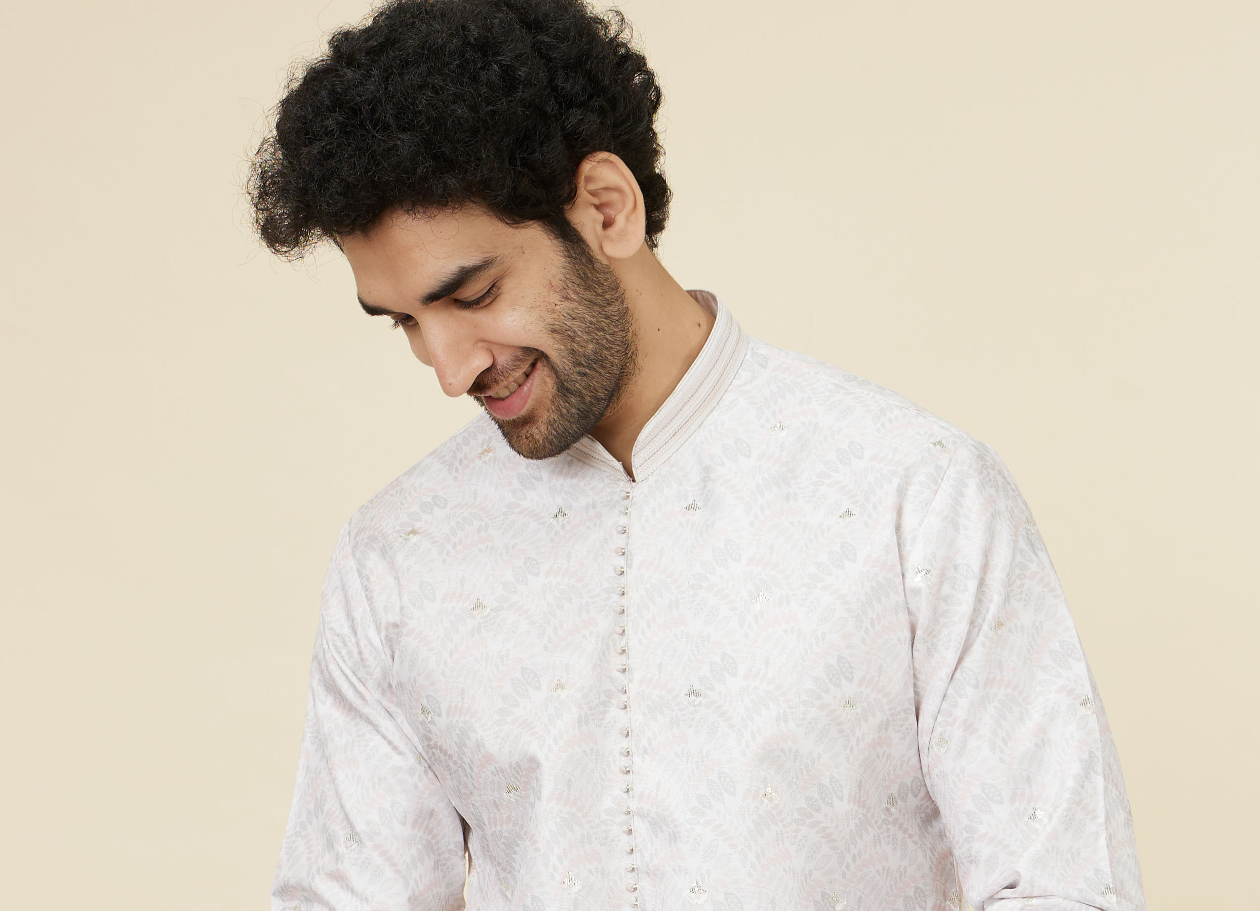 Twamev Men Charming Cream Kurta Set
