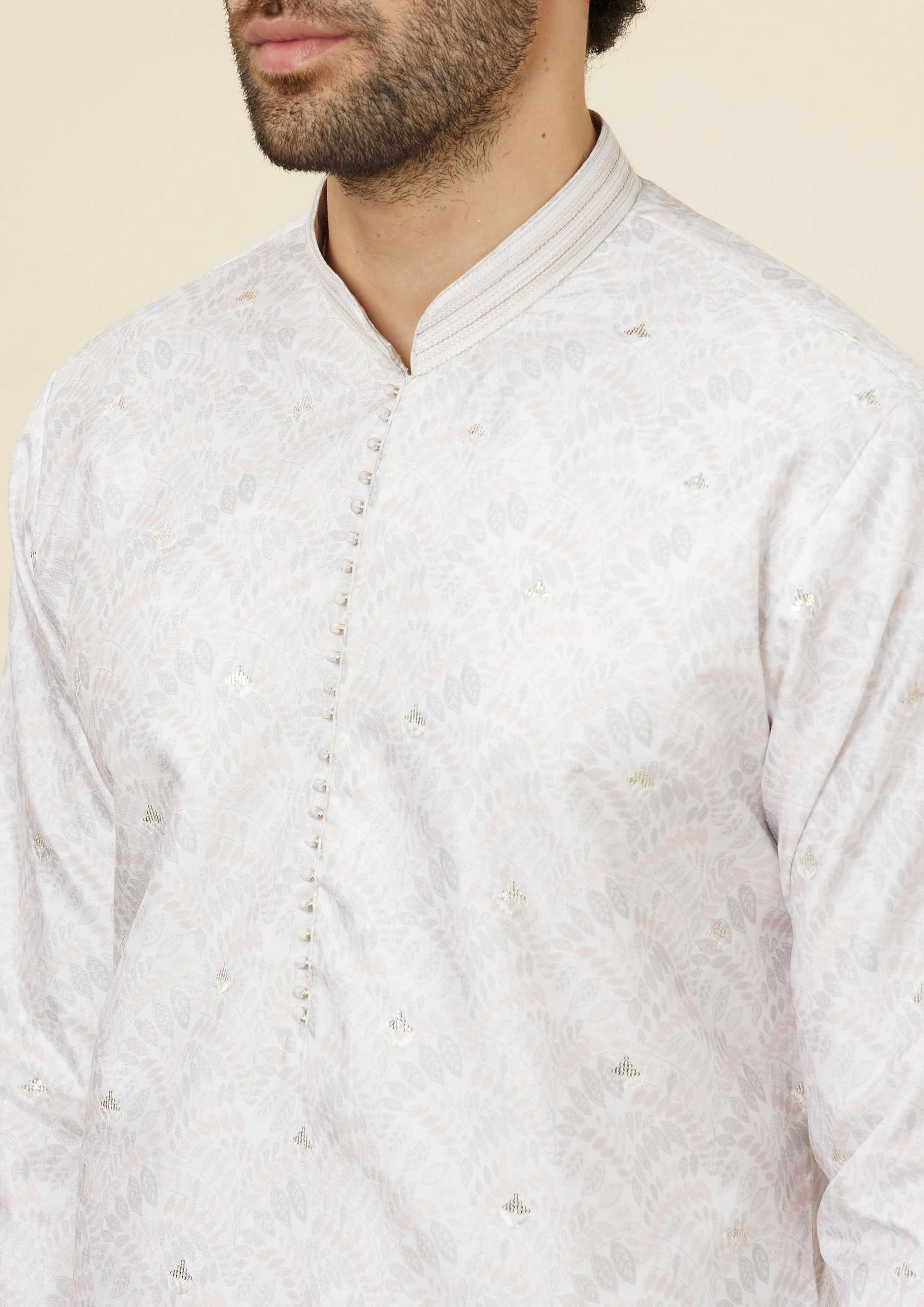 Twamev Men Charming Cream Kurta Set