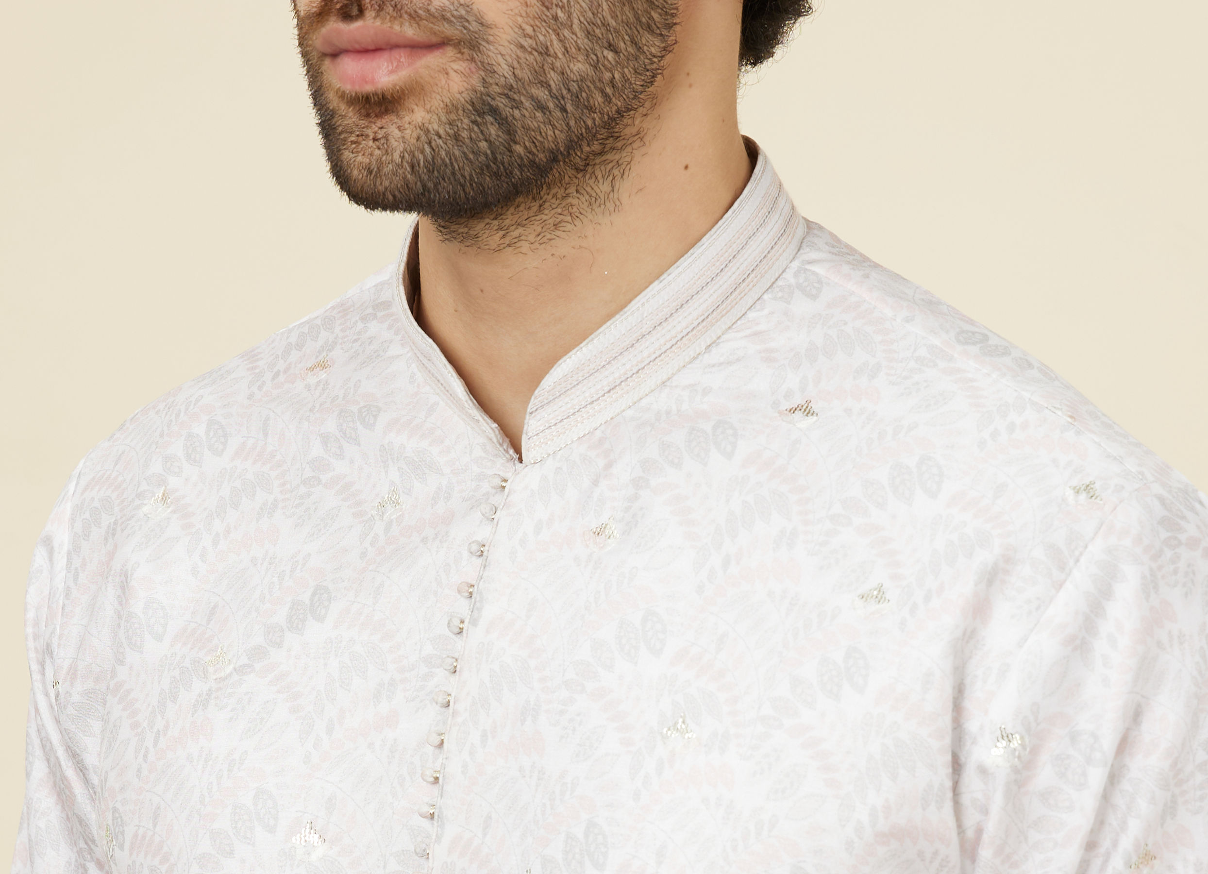 Twamev Men Charming Cream Kurta Set