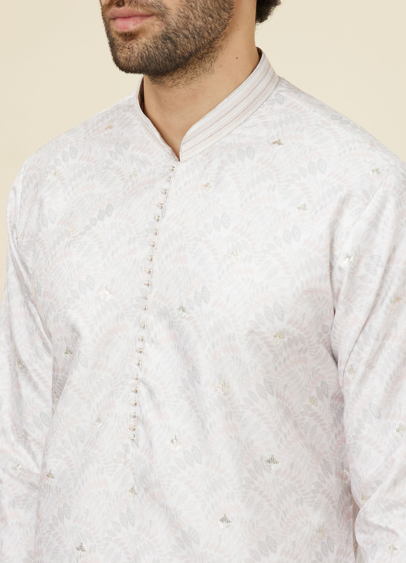 Twamev Men Charming Cream Kurta Set