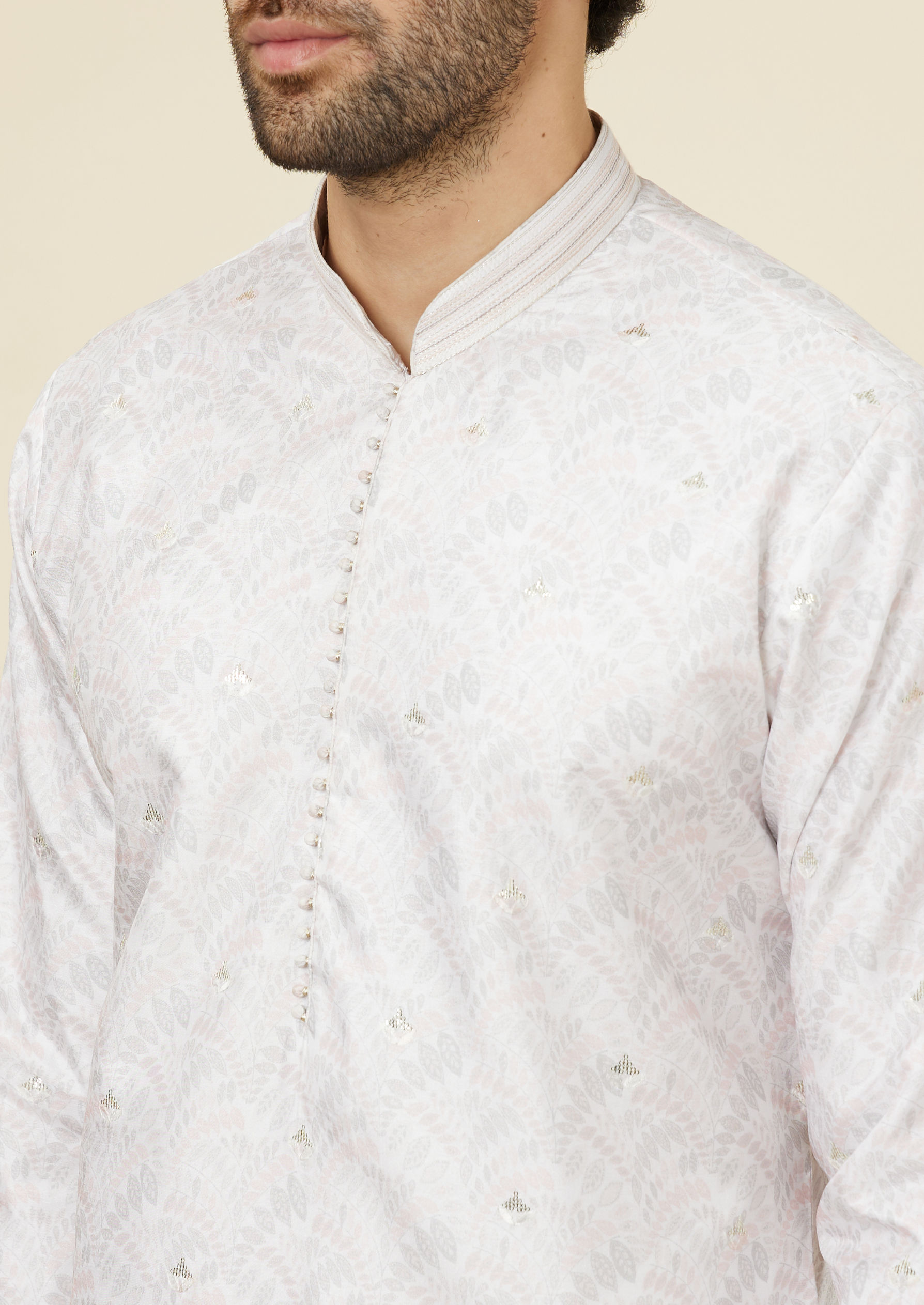 Twamev Men Charming Cream Kurta Set