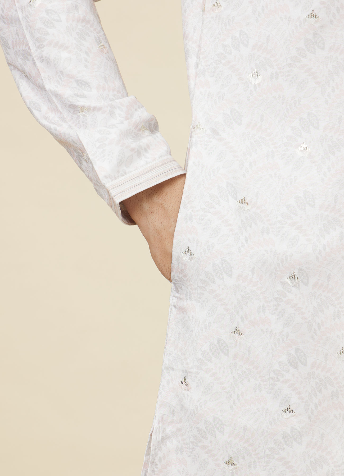 Twamev Men Charming Cream Kurta Set