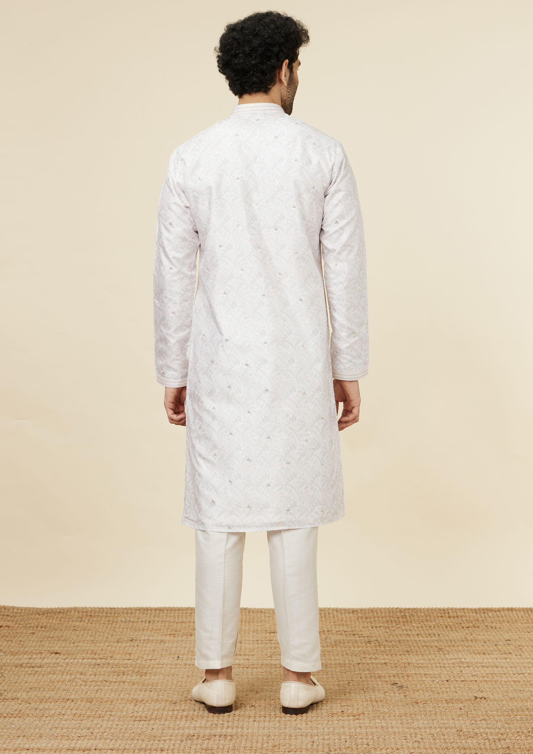Twamev Men Charming Cream Kurta Set