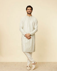 Twamev Men Pista Green Self Patterned Kurta set