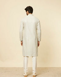 Twamev Men Pista Green Self Patterned Kurta set