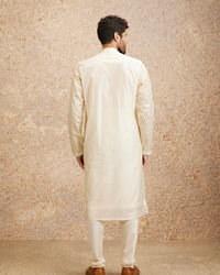 Twamev Men Cream Fern Buta Motif Patterned Kurta Set