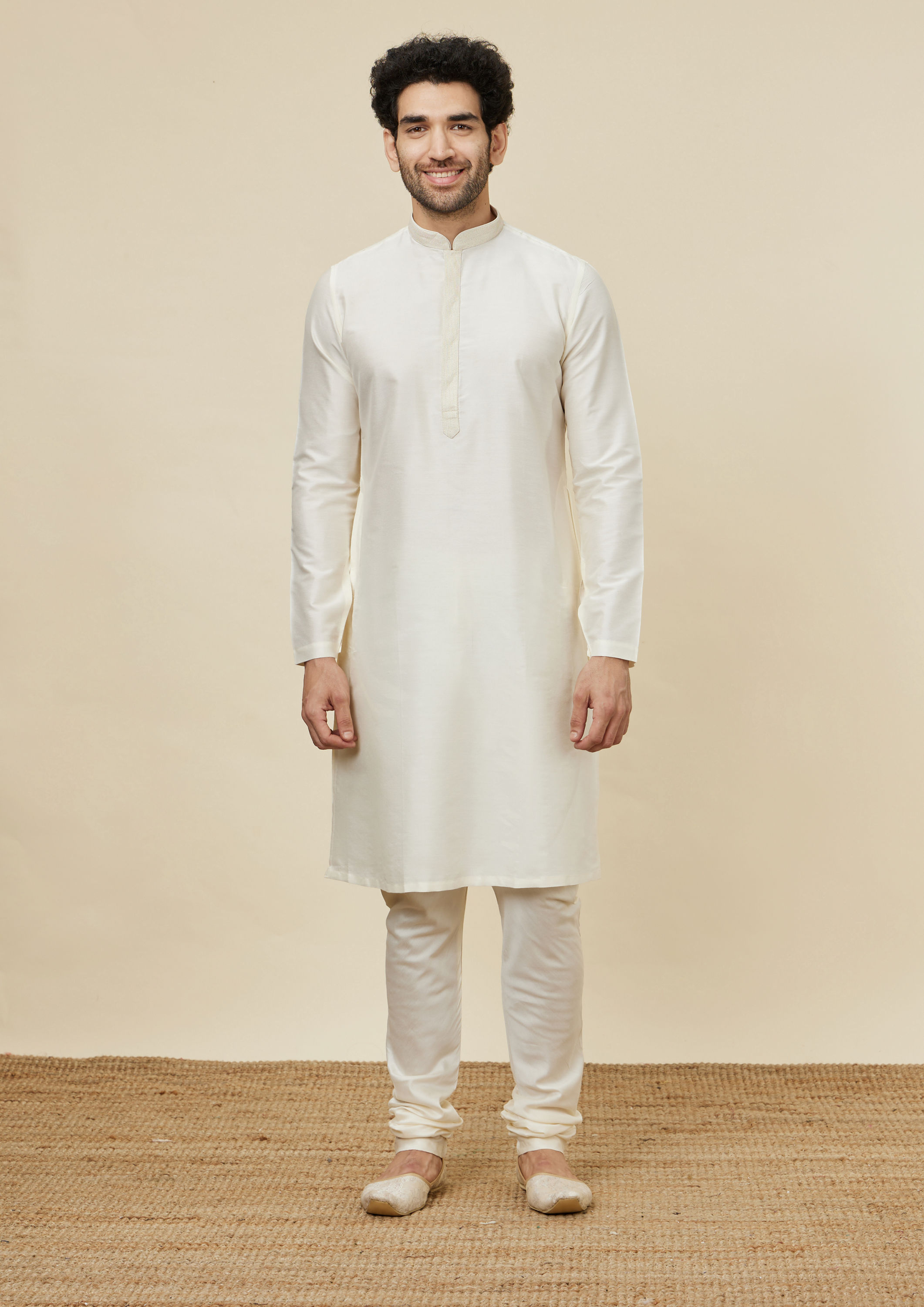 Twamev Men Charismatic Cream Kurta Set