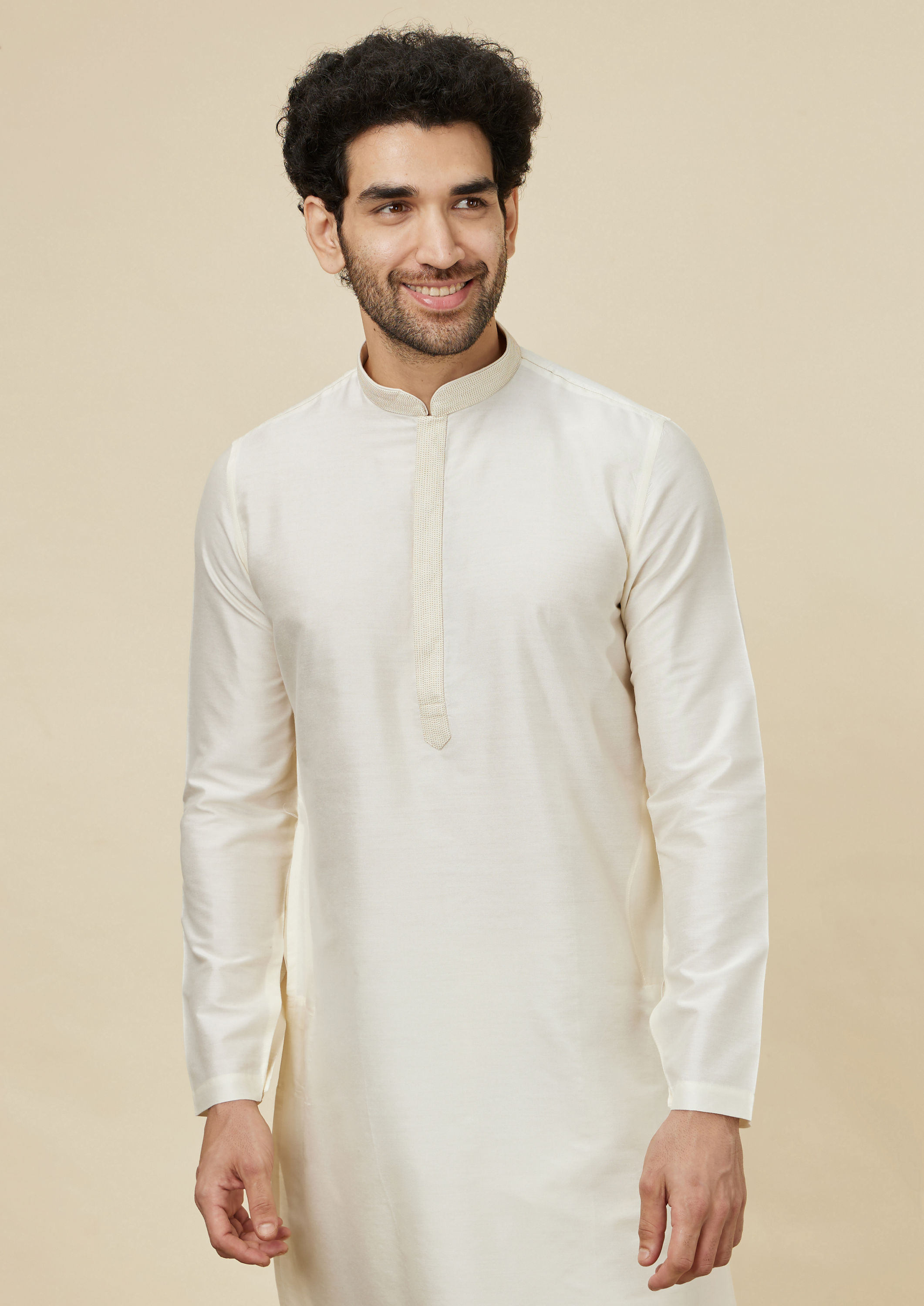 Twamev Men Charismatic Cream Kurta Set