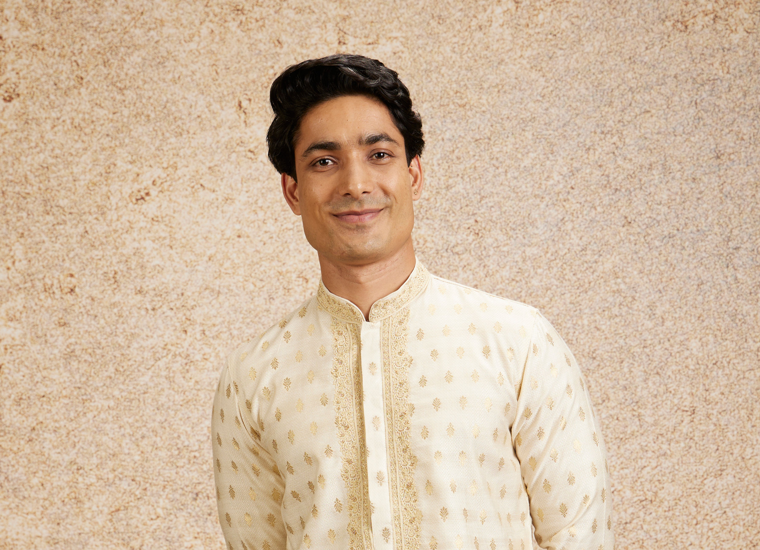 Twamev Men Embroidered Cream Opulence Kurta Pajama