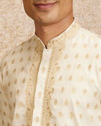 Twamev Men Embroidered Cream Opulence Kurta Pajama