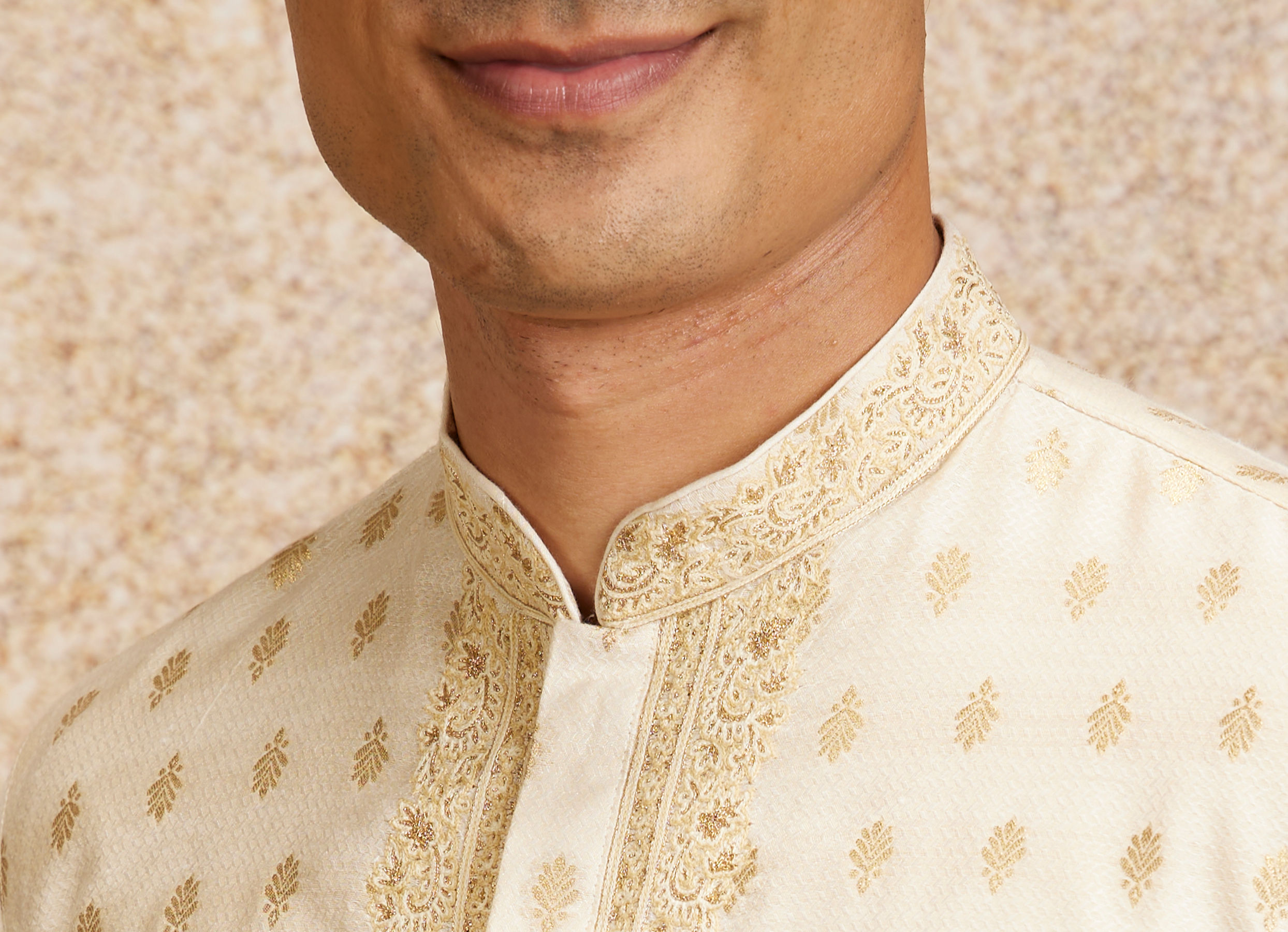 Twamev Men Embroidered Cream Opulence Kurta Pajama