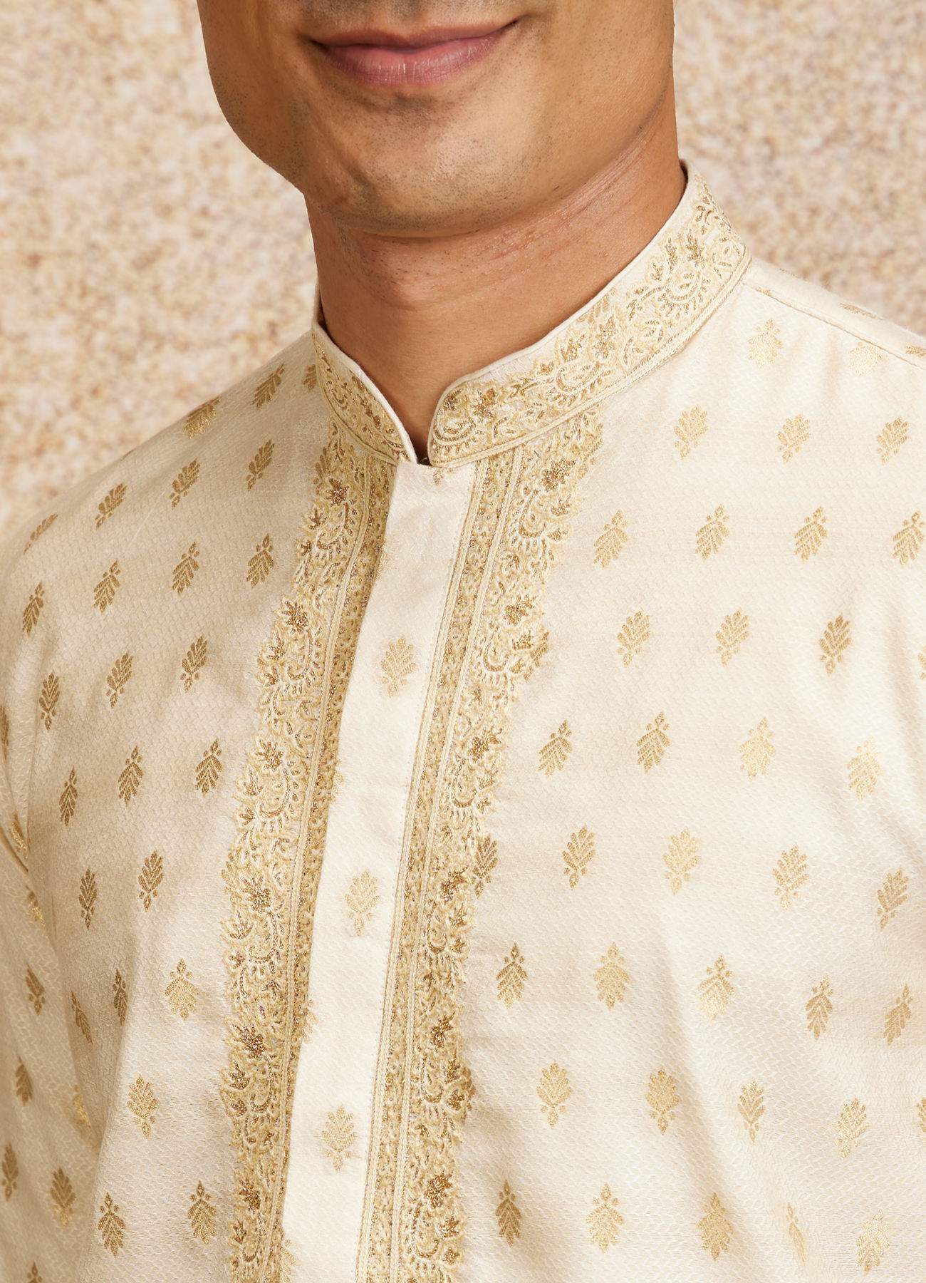 Twamev Men Embroidered Cream Opulence Kurta Pajama