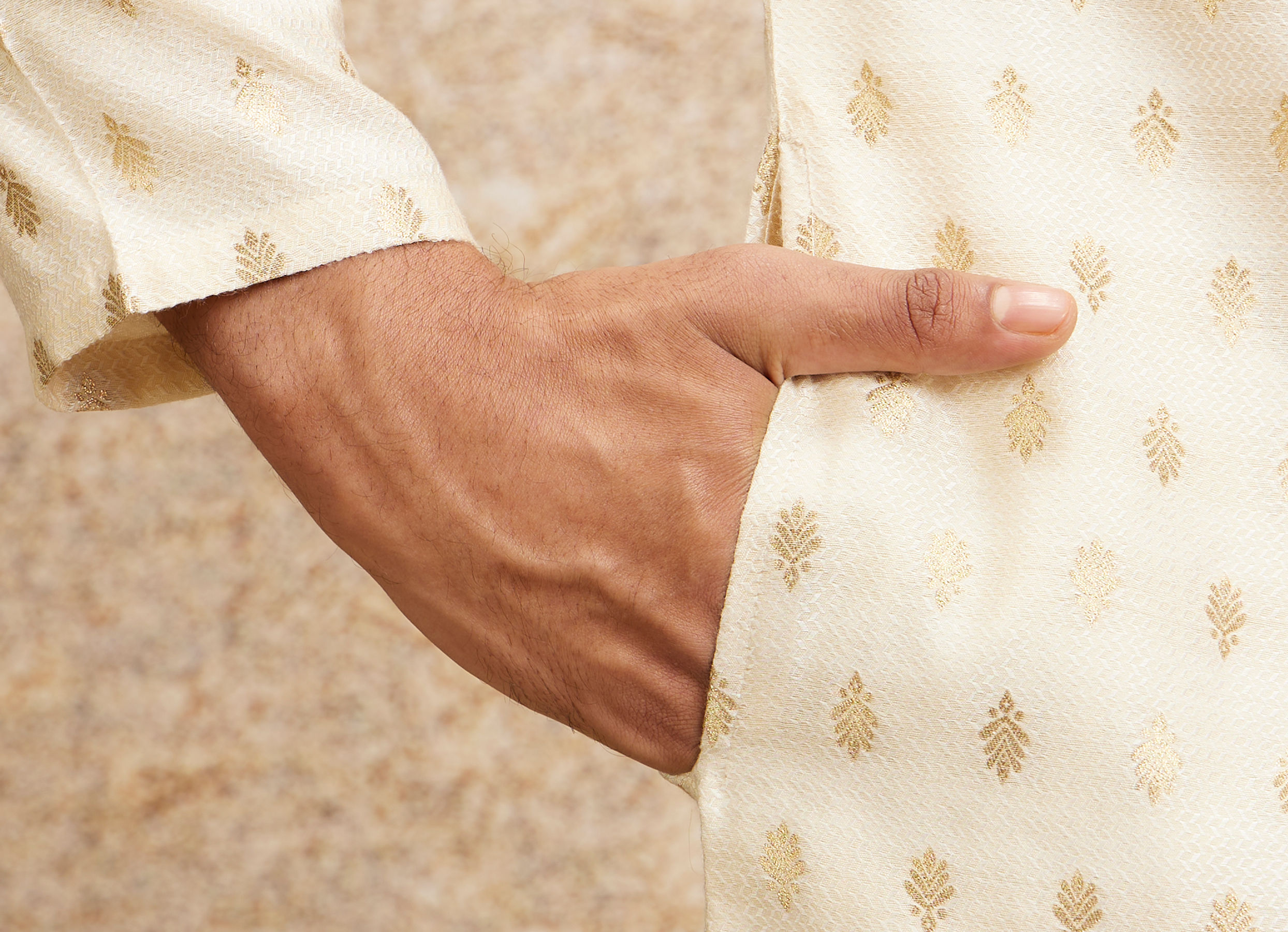 Twamev Men Embroidered Cream Opulence Kurta Pajama