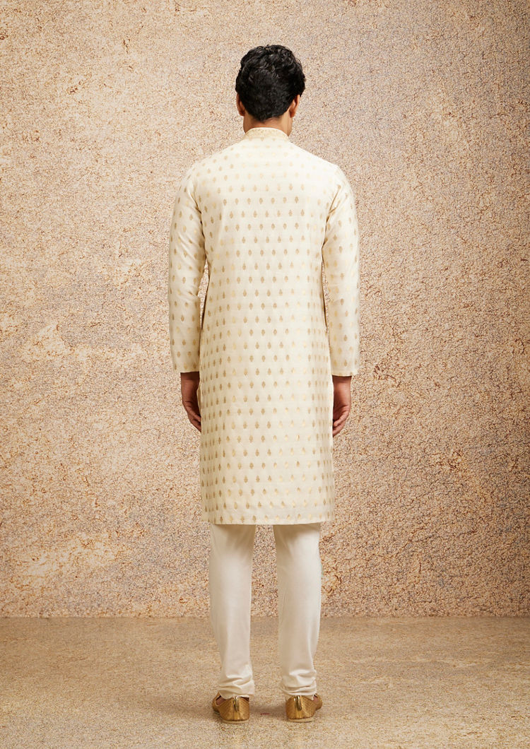 Twamev Men Embroidered Cream Opulence Kurta Pajama