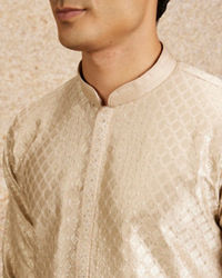 Twamev Men Beige Embellished Kurta Pajama