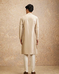 Twamev Men Beige Embellished Kurta Pajama