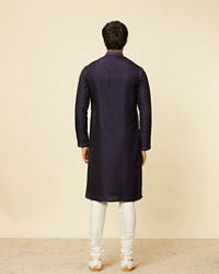 Twamev Men Midnight Blue Self Patterned Kurta Set