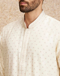 Twamev Men Gleaming Warm White Kurta Pajama