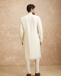 Twamev Men Gleaming Warm White Kurta Pajama